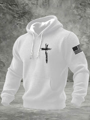 Men's  It’s Not Religion It’s A Relationship Jesus Cross Checkered Cotton Hoodie