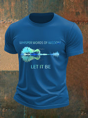 Men's Retro Whisper Words Of Wisdom Let It Be GuitarPrint Casual Tee