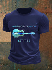 Men's Retro Whisper Words Of Wisdom Let It Be GuitarPrint Casual Tee