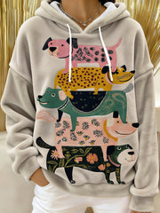 Women's Cute Dog Flannel Hoodie