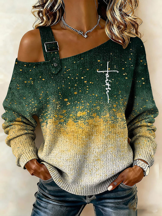 Women's Faith Cross Print Top