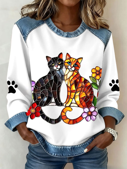 Women's Cats Print Sweatshirts