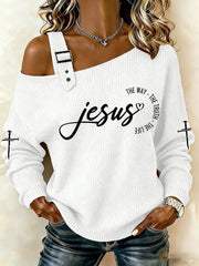 Women's Jesus The Way The Truth The Life Off-Shoulder Top