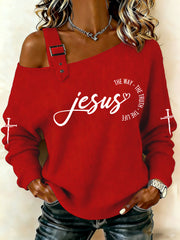 Women's Jesus The Way The Truth The Life Off-Shoulder Top