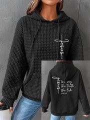 Women's Jesus The Way The Truth The Life Casual Waffle Hoodie