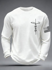 Men's Jesus The Way The Truth The Life Print Casual Long Sleeve T-Shirt