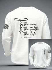 Men's Jesus The Way The Truth The Life Print Casual Long Sleeve T-Shirt
