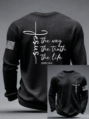 Men's Jesus The Way The Truth The Life Print Casual Long Sleeve T-Shirt