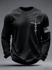 Men's Jesus The Way The Truth The Life Print Casual Long Sleeve T-Shirt