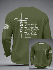 Men's Jesus The Way The Truth The Life Print Casual Long Sleeve T-Shirt