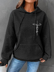 Women's Jesus The Way The Truth The Life Casual Waffle Hoodie