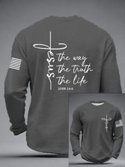 Men's Jesus The Way The Truth The Life Print Casual Long Sleeve T-Shirt