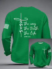 Men's Jesus The Way The Truth The Life Print Casual Long Sleeve T-Shirt