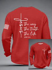 Men's Jesus The Way The Truth The Life Print Casual Long Sleeve T-Shirt