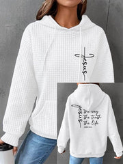 Women's Jesus The Way The Truth The Life Casual Waffle Hoodie