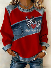 Women's Heart Print Casual Top