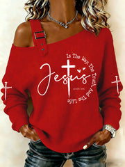 Women's Jesus The Way The Truth The Life Off-Shoulder Top