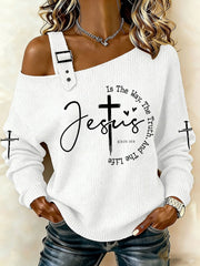 Women's Jesus The Way The Truth The Life Off-Shoulder Top
