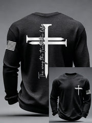 Men's Jesus The Way The Truth The Life Nail Cross Print Casual Long Sleeve T-Shirt