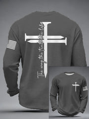 Men's Jesus The Way The Truth The Life Nail Cross Print Casual Long Sleeve T-Shirt