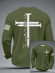 Men's Jesus The Way The Truth The Life Nail Cross Print Casual Long Sleeve T-Shirt