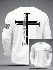 Men's Jesus The Way The Truth The Life Nail Cross Print Casual Long Sleeve T-Shirt