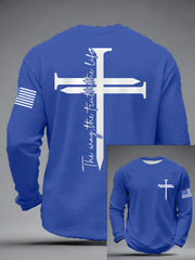 Men's Jesus The Way The Truth The Life Nail Cross Print Casual Long Sleeve T-Shirt