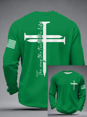 Men's Jesus The Way The Truth The Life Nail Cross Print Casual Long Sleeve T-Shirt
