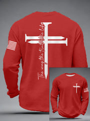 Men's Jesus The Way The Truth The Life Nail Cross Print Casual Long Sleeve T-Shirt