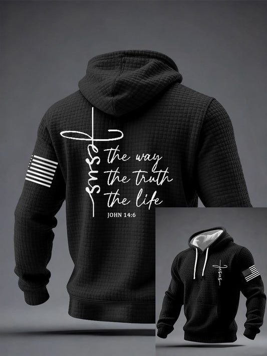 Men's Jesus The Way The Truth The Life Checkered Hoodie