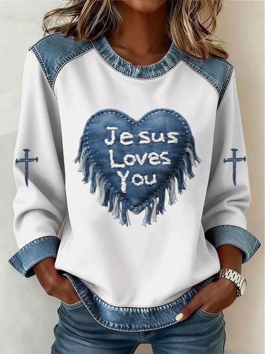 Women's Love Cross Print Casual Top