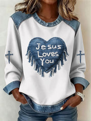 Women's Love Cross Print Casual Top