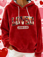 Women's Valentine's Day Loved John 3:16  Flannel Hoodie