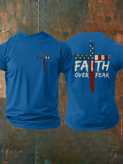 Men's Faith Over Fear Print Casual Short Sleeve T-Shirt