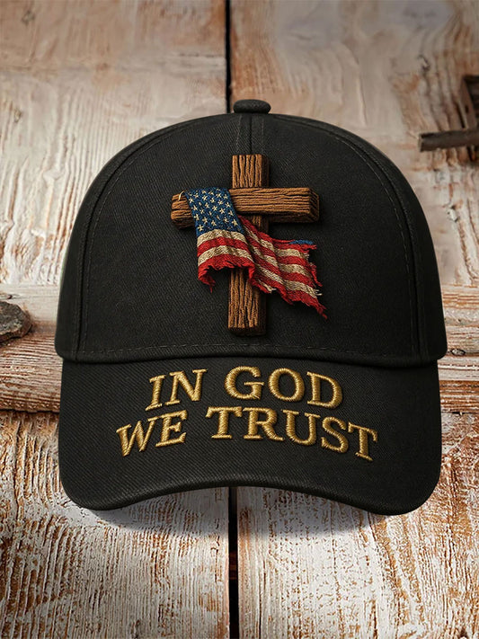 Unisex In God We Trust Flag Cross Print Hat