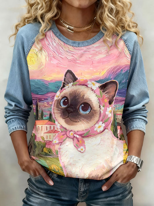 Women's Cat Print Sweatshirts