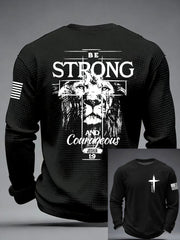 Men's Christian Cross Be strong and courageous sign Joshua 1:9  Waffle Long Sleeve T-Shirt