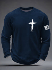 Men's Christian Cross Be strong and courageous sign Joshua 1:9  Waffle Long Sleeve T-Shirt