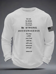 Men's Christian Be Strong and Courageous Cross Waffle Long Sleeve T-Shirt