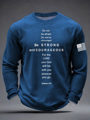 Men's Christian Be Strong and Courageous Cross Waffle Long Sleeve T-Shirt