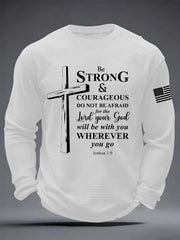 Men's Christian Cross Be strong and courageous sign Joshua 1:9  Waffle Long Sleeve T-Shirt