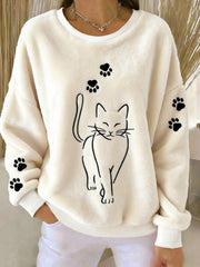 Women's Cute Cat Paws Flannel  Sweatshirt