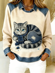 Women's Retro Animal Art Print Comfortable Regular Sweatshirt