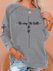 Women's Jesus The Way The Truth The Life Print Casual Sweatshirt