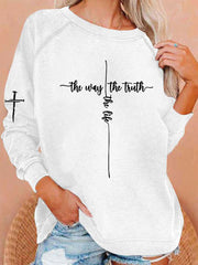 Women's Jesus The Way The Truth The Life Print Casual Sweatshirt