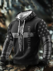 Men's Retro Faith American Flag Art Oversized Drop-Shoulder Hoodie With Pockets