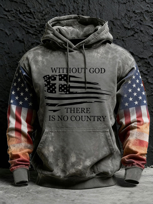Men's Without God There Is No Country Oversized Drop-Shoulder Hoodie With Pockets