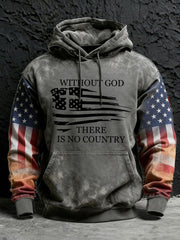 Men's Without God There Is No Country Oversized Drop-Shoulder Hoodie With Pockets