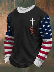 Men's Cross Flag Waffle Crewneck Sweatshirt