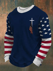 Men's Cross Flag Waffle Crewneck Sweatshirt